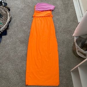 Long orange dress